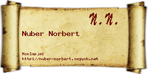 Nuber Norbert névjegykártya
